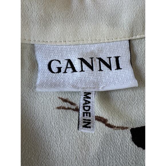 Ganni Blouse Shirt Ryder Crepe Floral Print Relaxed Fall Colors S - Picture 6 of 15